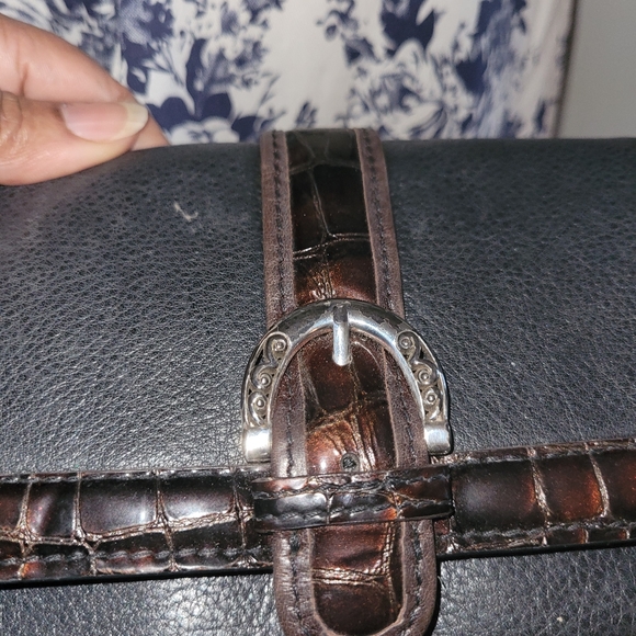 Brighton Vintage Brown & Black Leather Crossbody Bag - Picture 4 of 10